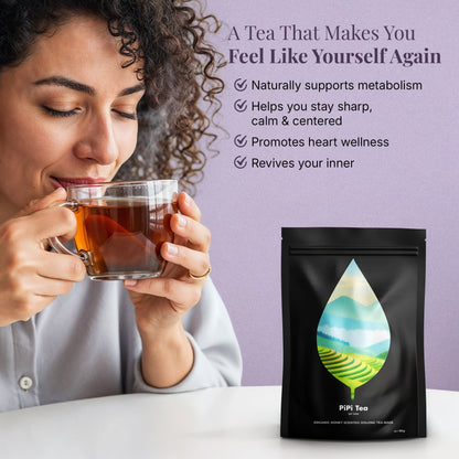 3x PiPi Tea Organic Tea Bags | Tea Leaves From Pu'er | Non GMO, Gluten Free, Naturally High Grown | Whole Loose-Leaf Tea Bags Beverage